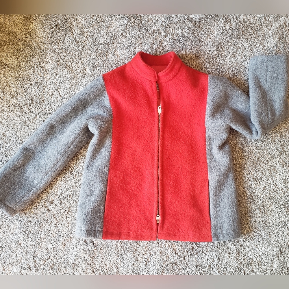 Funky Vintage heavyweight colorblock wool coat by Fourrures Kerrs Furs Large